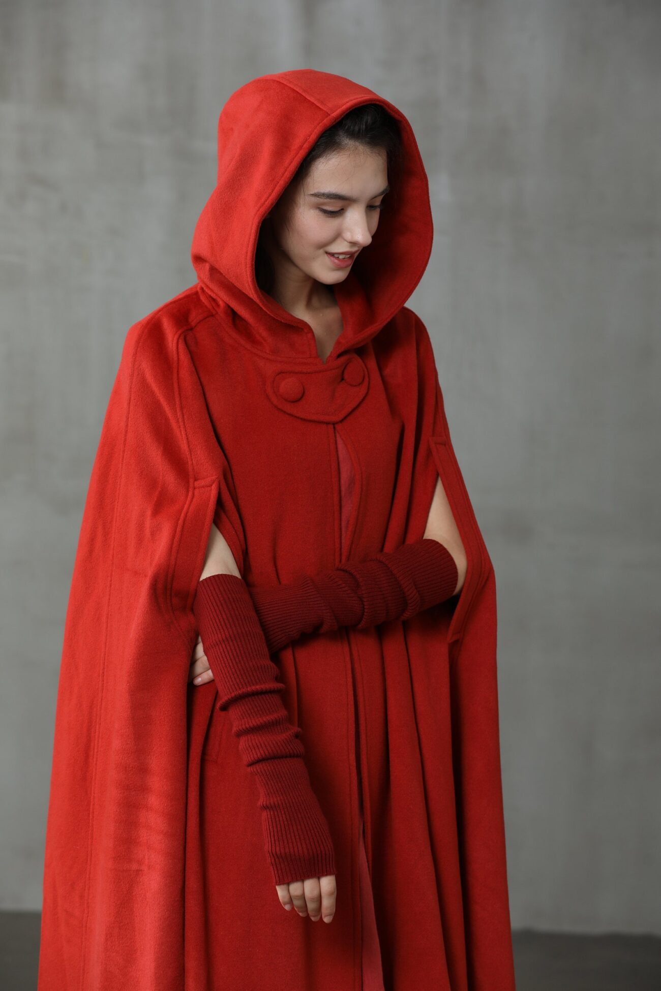 Jomastyle Maxi Hooded Wool Cape Cloak