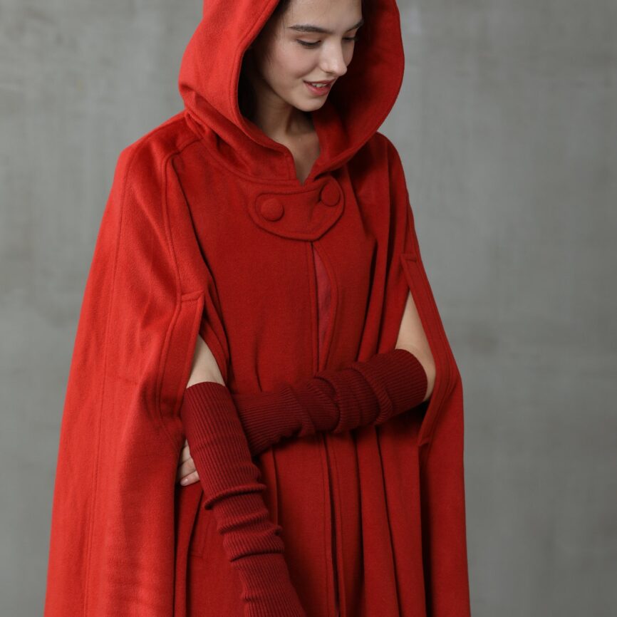 Jomastyle Maxi Hooded Wool Cape Cloak