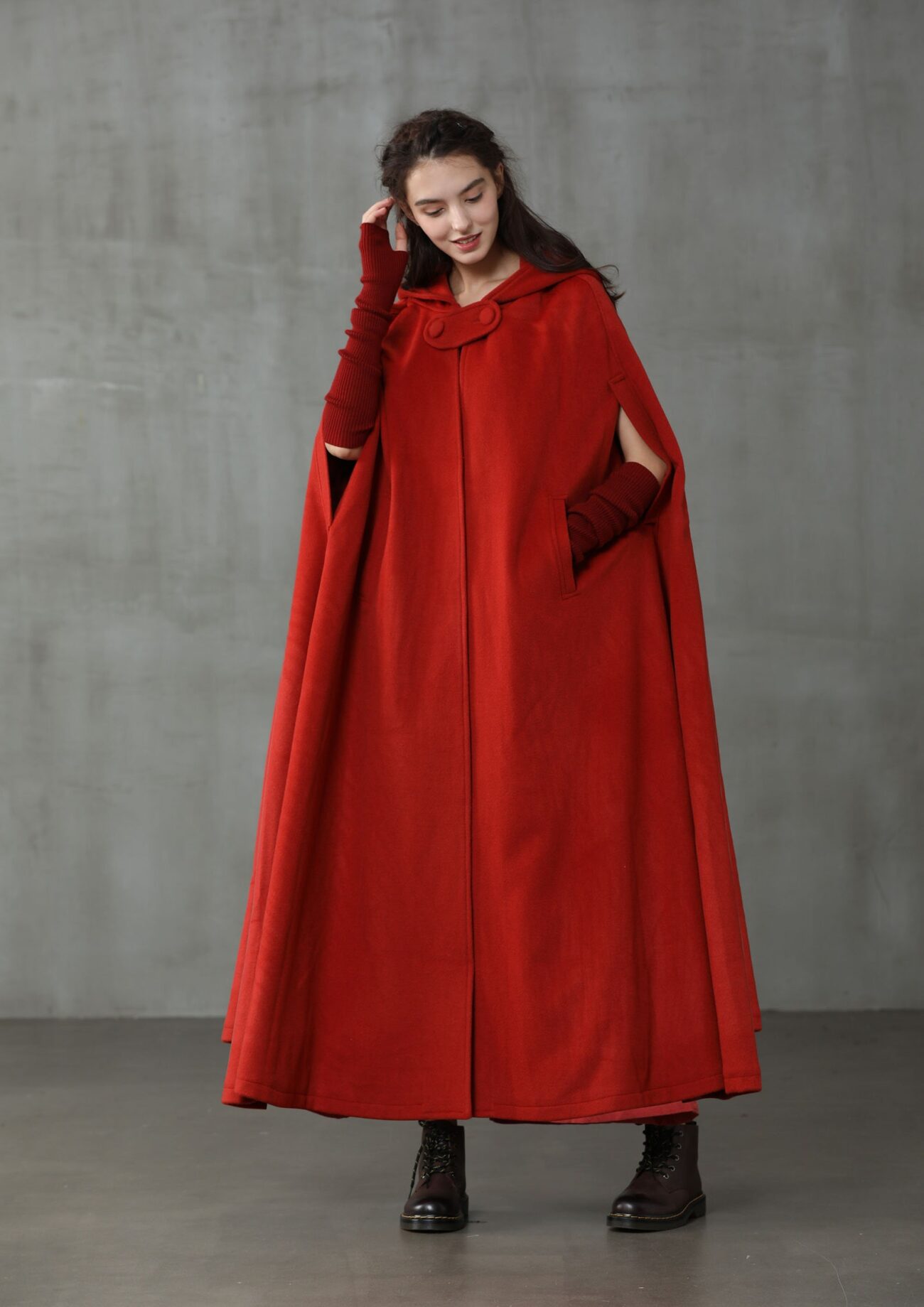 Jomastyle Maxi Hooded Wool Cape Cloak