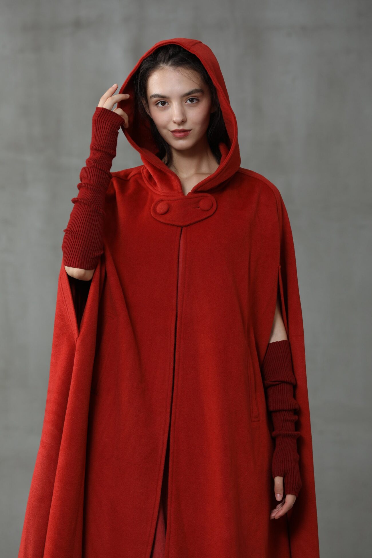 Jomastyle Maxi Hooded Wool Cape Cloak