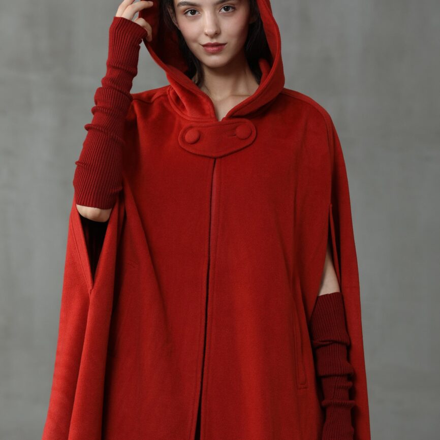 Jomastyle Maxi Hooded Wool Cape Cloak