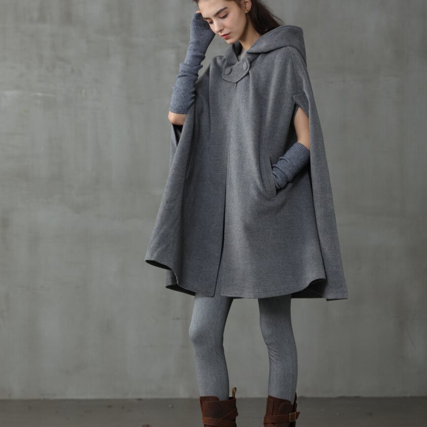 Jomastyle Oversized Hooded Wool Cape Coat