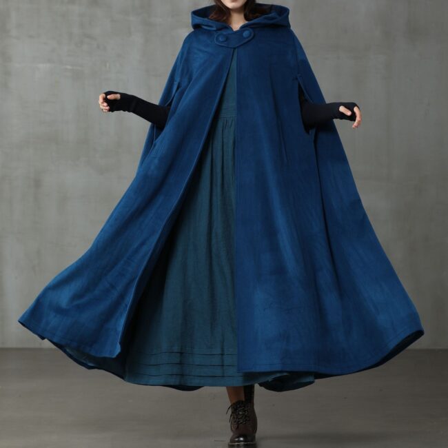 Jomastyle Maxi Hooded Wool Cape Cloak