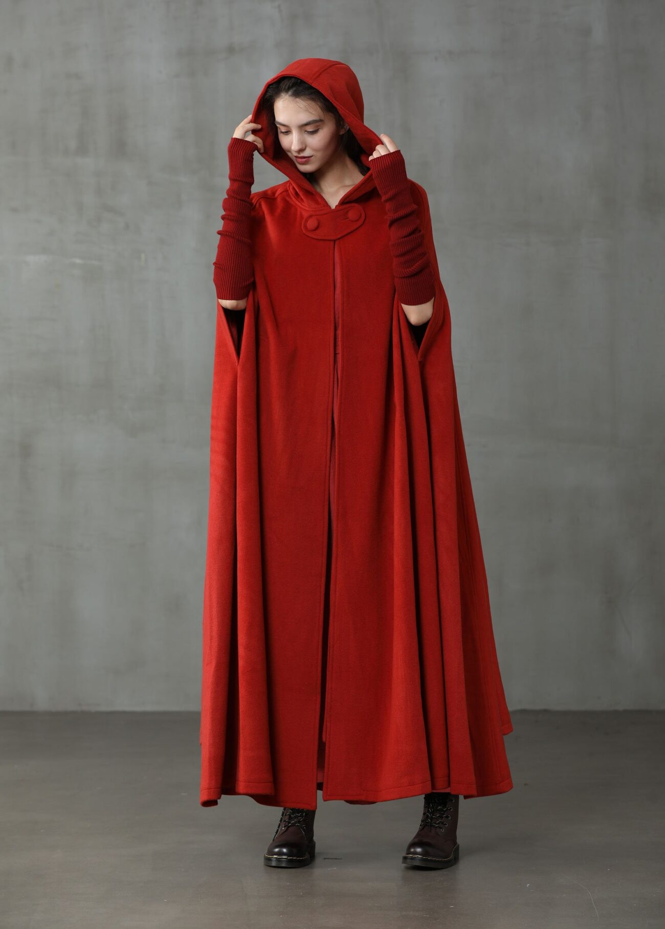 Jomastyle Maxi Hooded Wool Cape Cloak