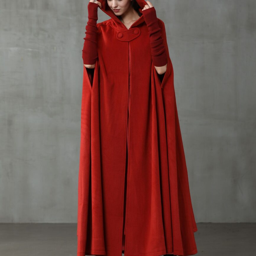 Jomastyle Maxi Hooded Wool Cape Cloak