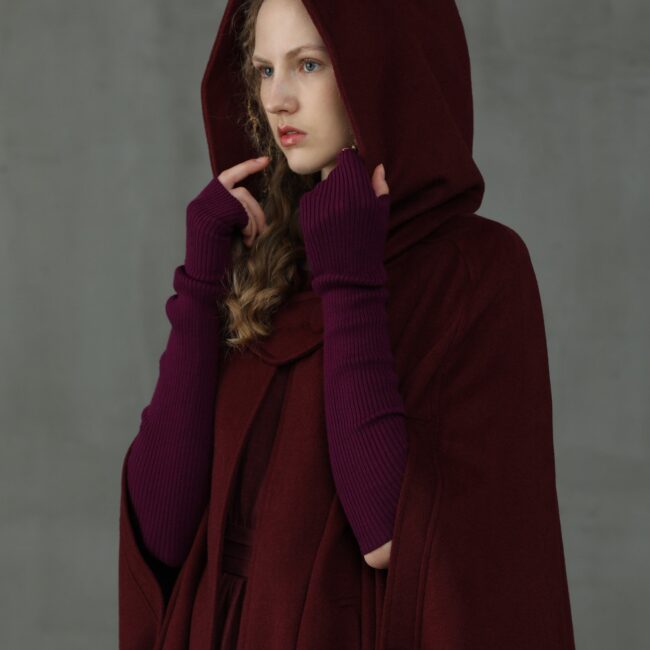 Jomastyle Maxi Hooded Wool Cape Cloak