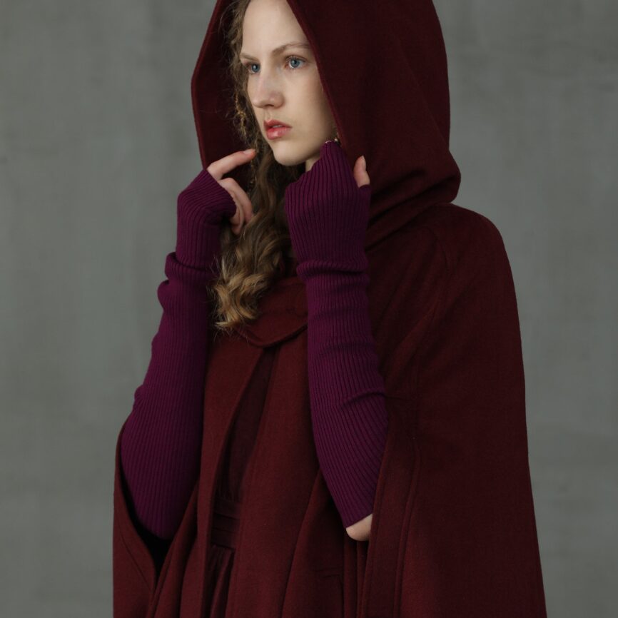 Jomastyle Maxi Hooded Wool Cape Cloak