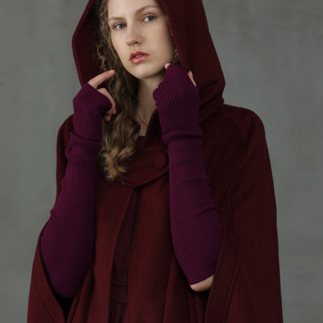 Jomastyle Maxi Hooded Wool Cape Cloak