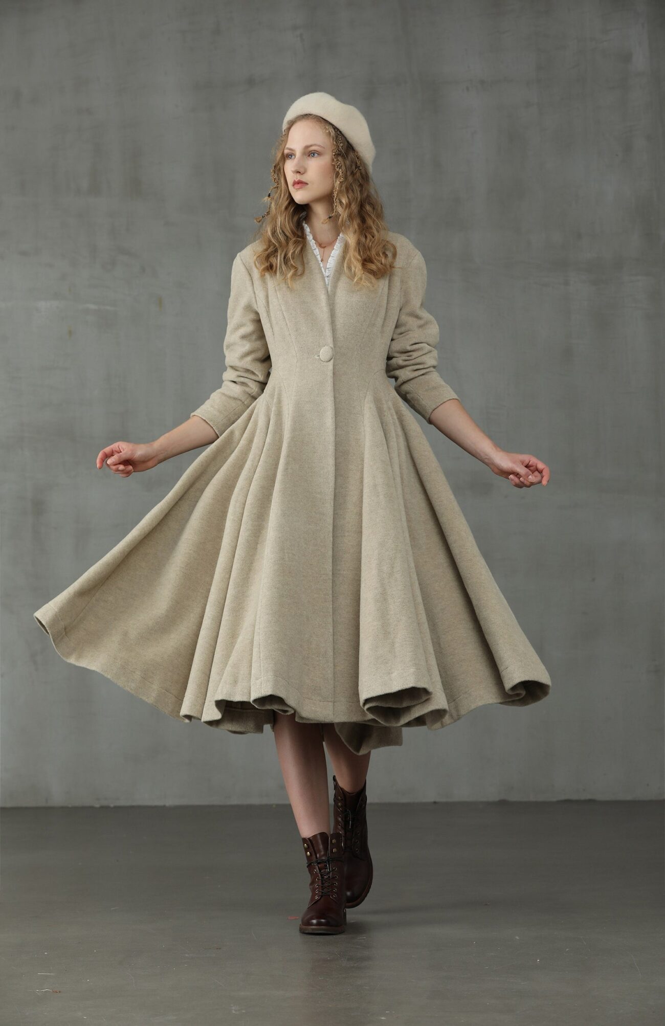 Jomastyle Winter Flared Wool Midi Coat