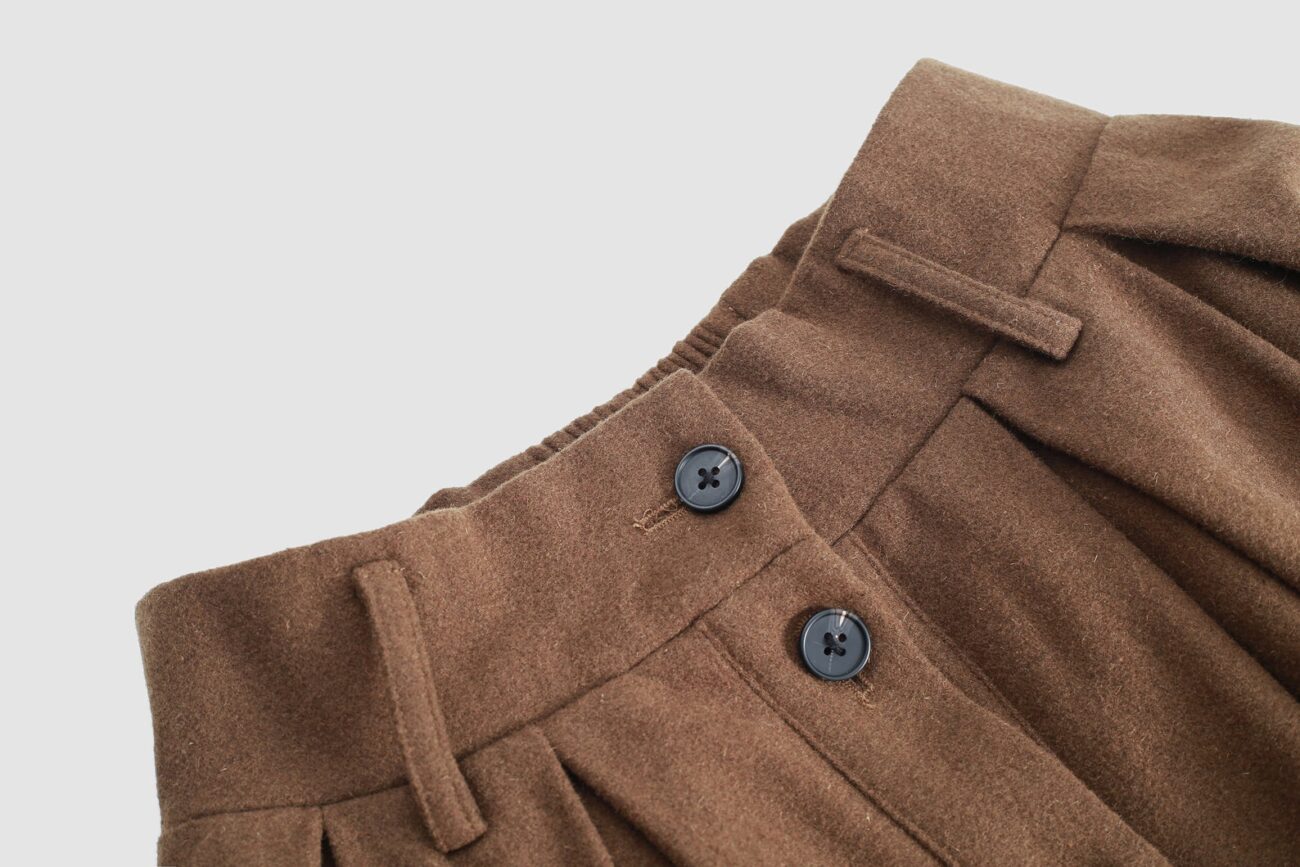 Jomastyle Brown Wool Midi Skirt with Buttons