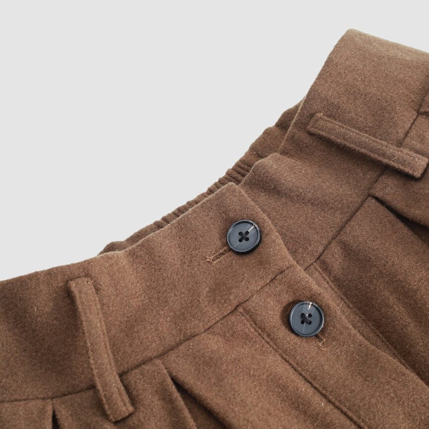 Jomastyle Brown Wool Midi Skirt with Buttons