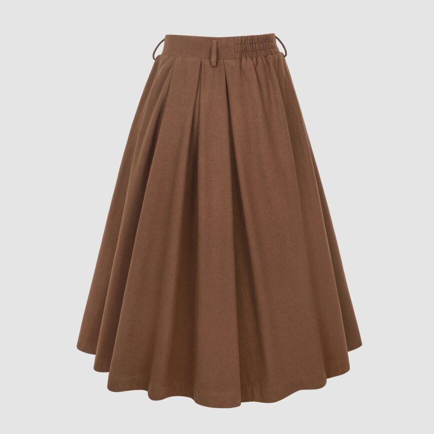 Jomastyle Brown Wool Midi Skirt with Buttons