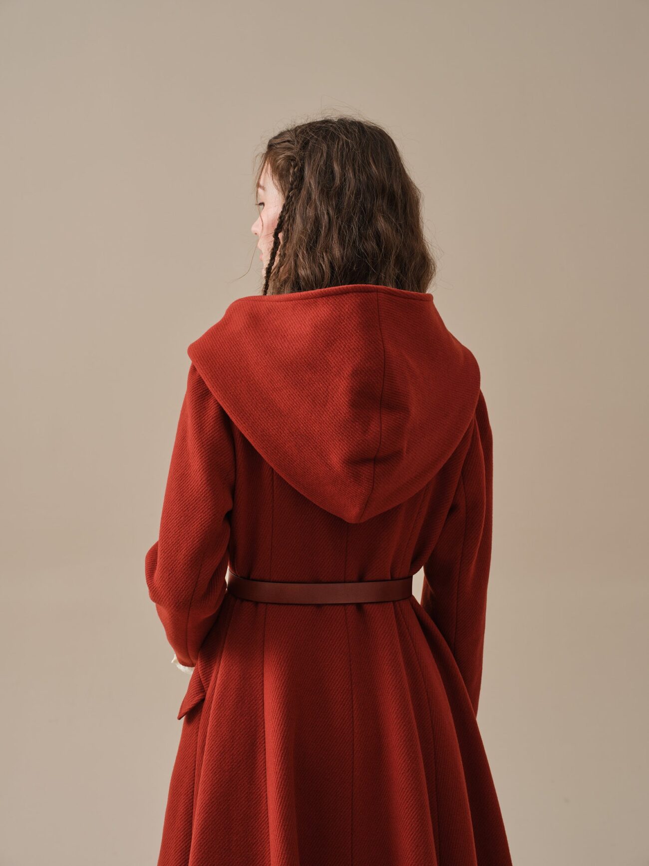 Jomastyle Elegant Maxi Wool Coat in Red