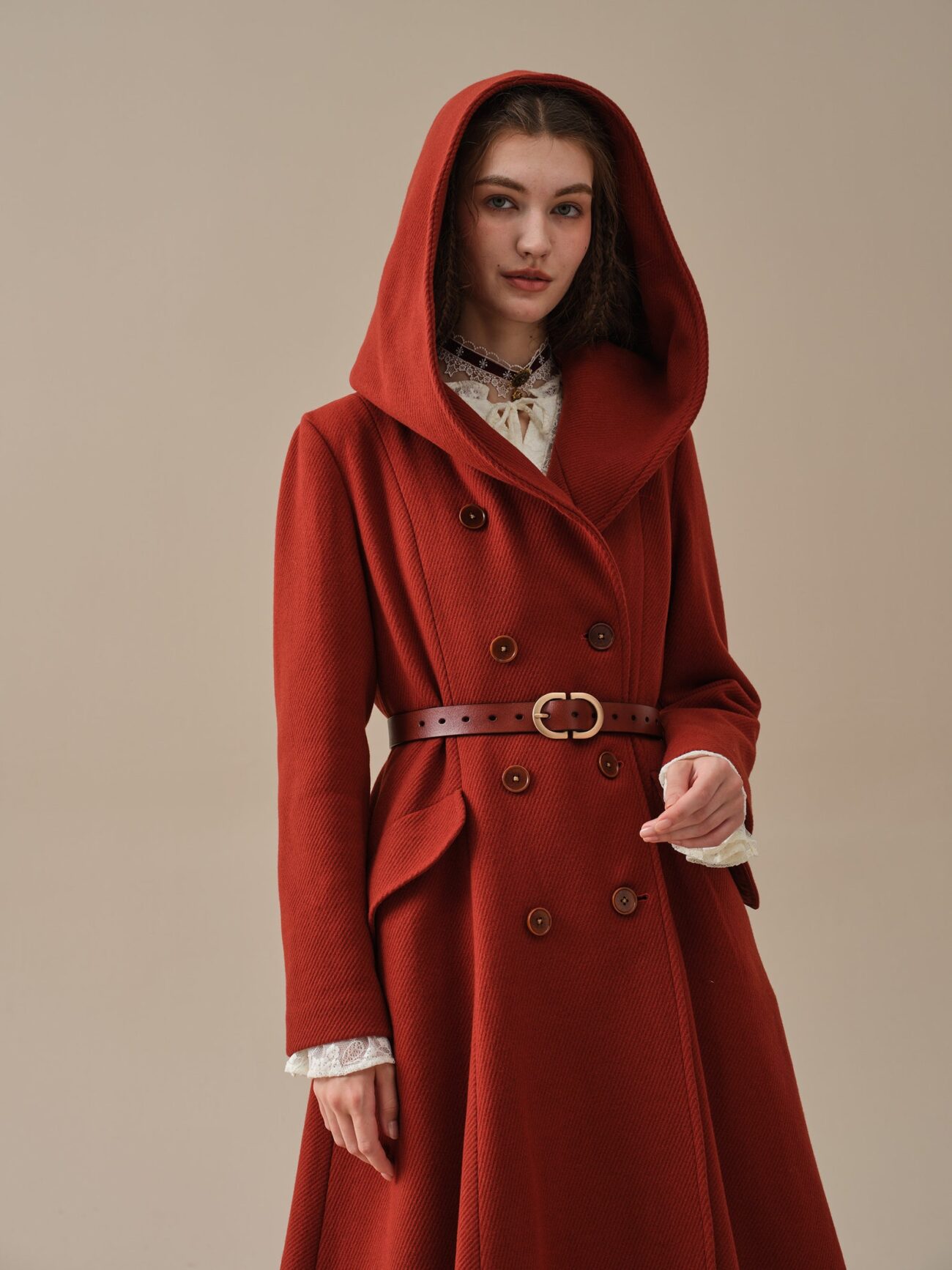 Jomastyle Elegant Maxi Wool Coat in Red