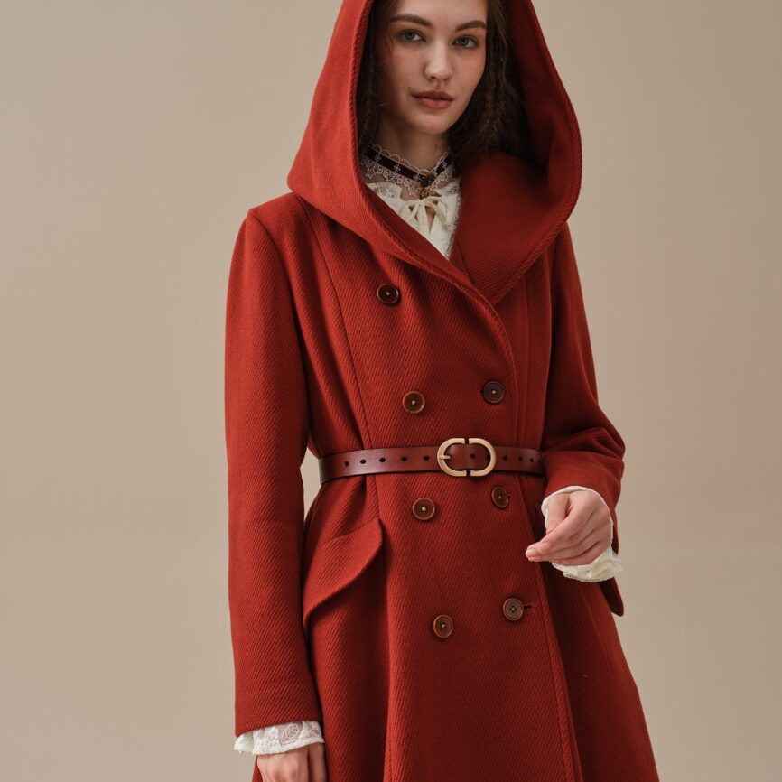 Jomastyle Elegant Maxi Wool Coat in Red