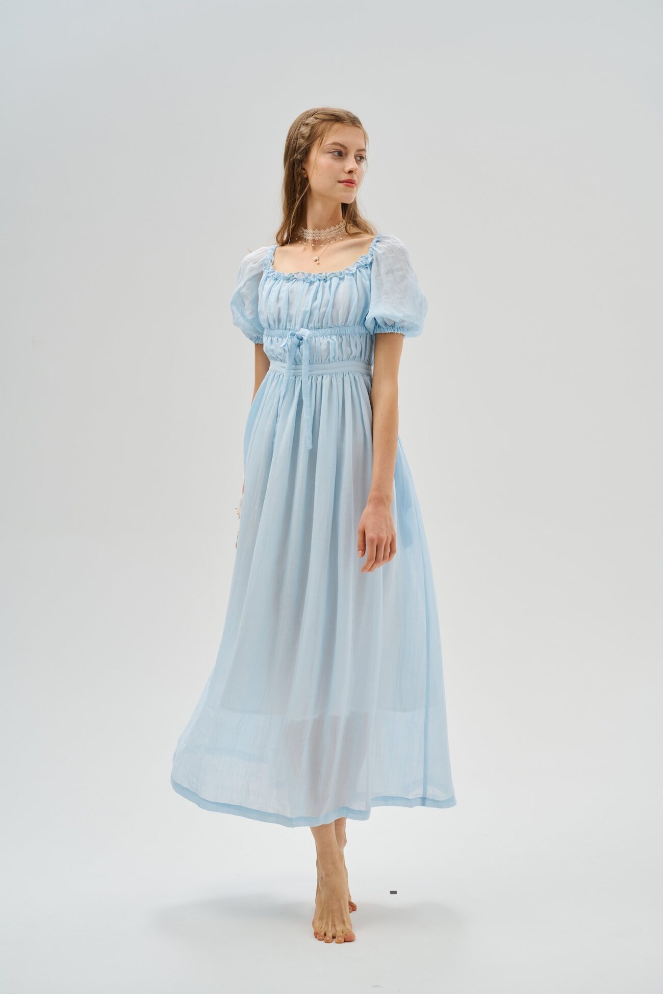 Jomastyle Ethereal Maxi Linen Dress in Glacier Blue