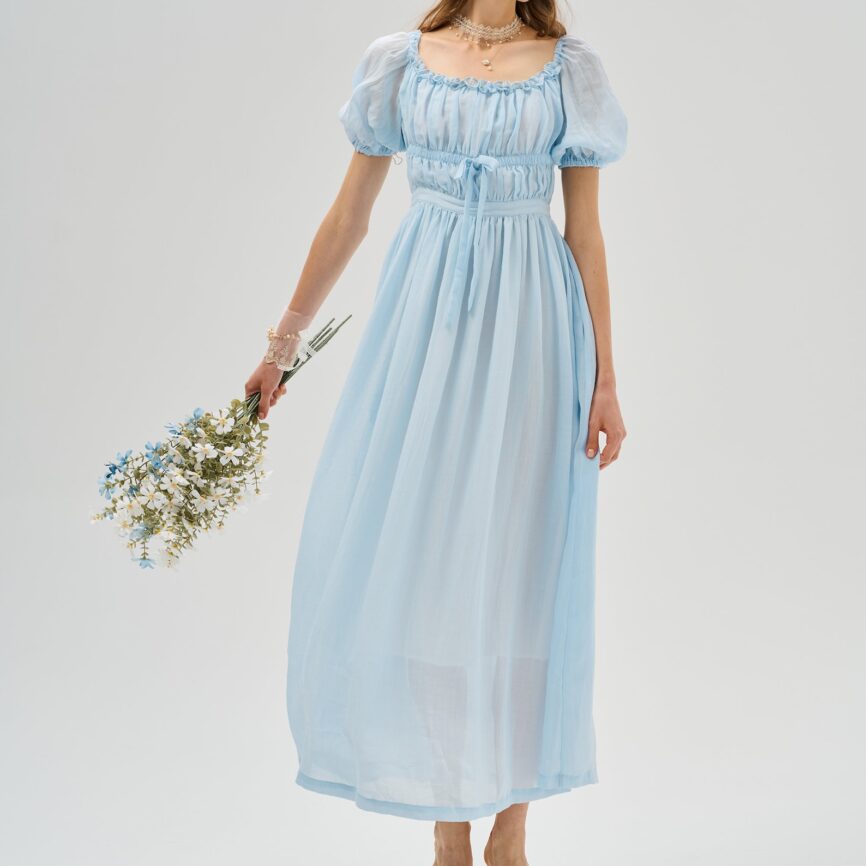 Jomastyle Ethereal Maxi Linen Dress in Glacier Blue