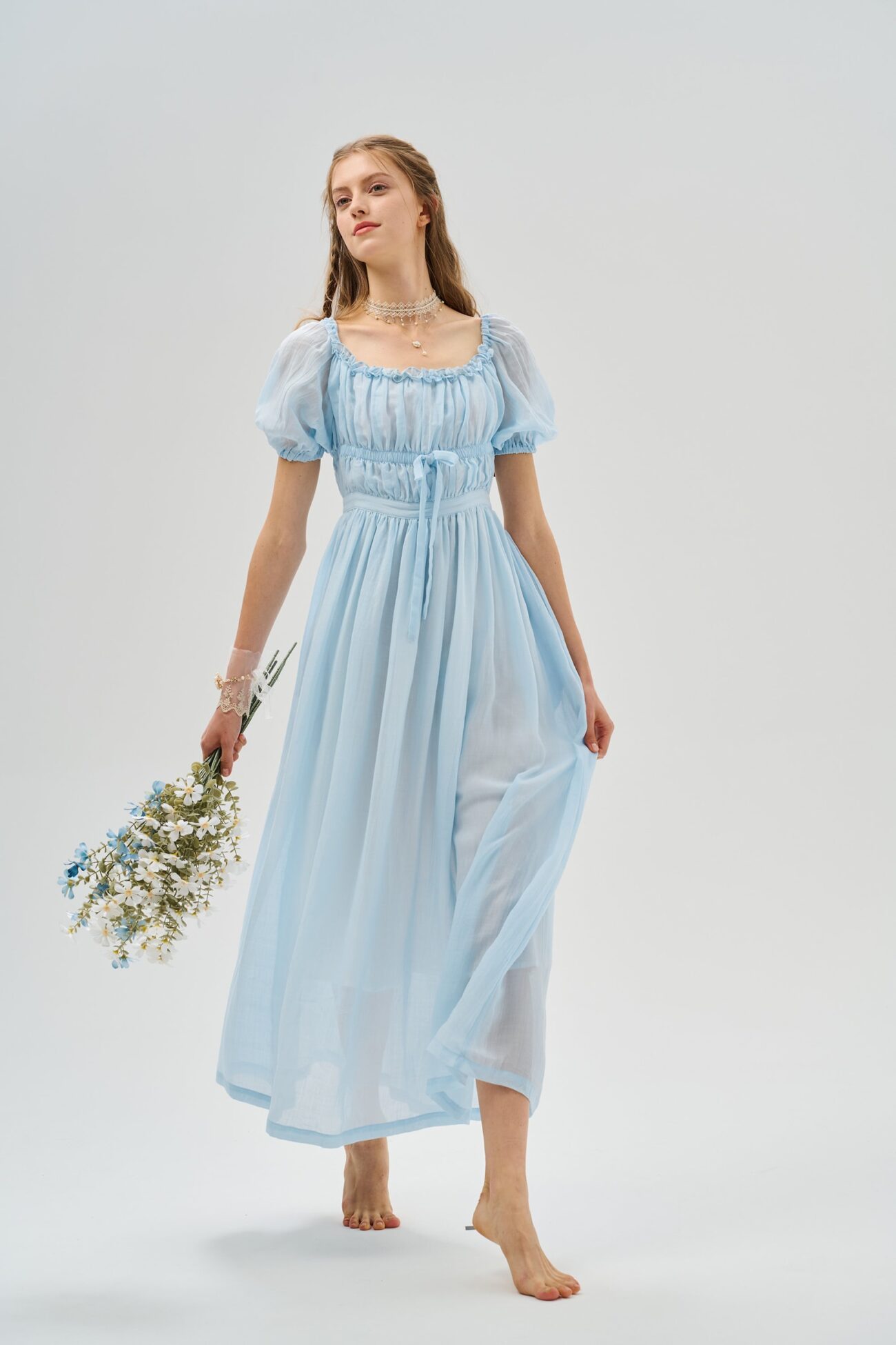 Jomastyle Ethereal Maxi Linen Dress in Glacier Blue