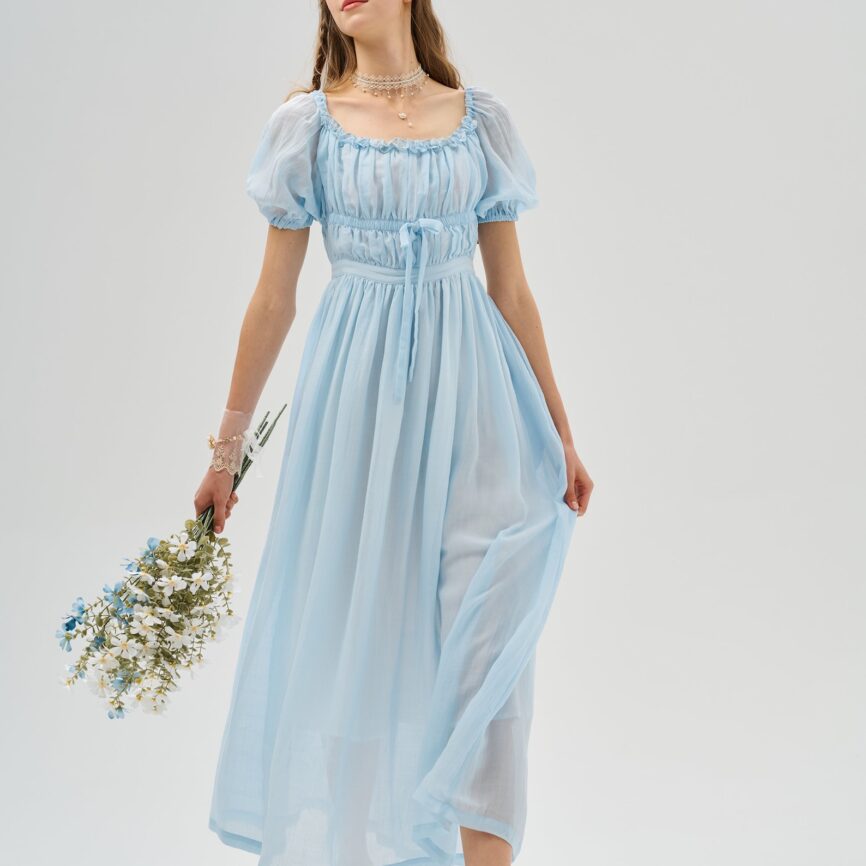 Jomastyle Ethereal Maxi Linen Dress in Glacier Blue