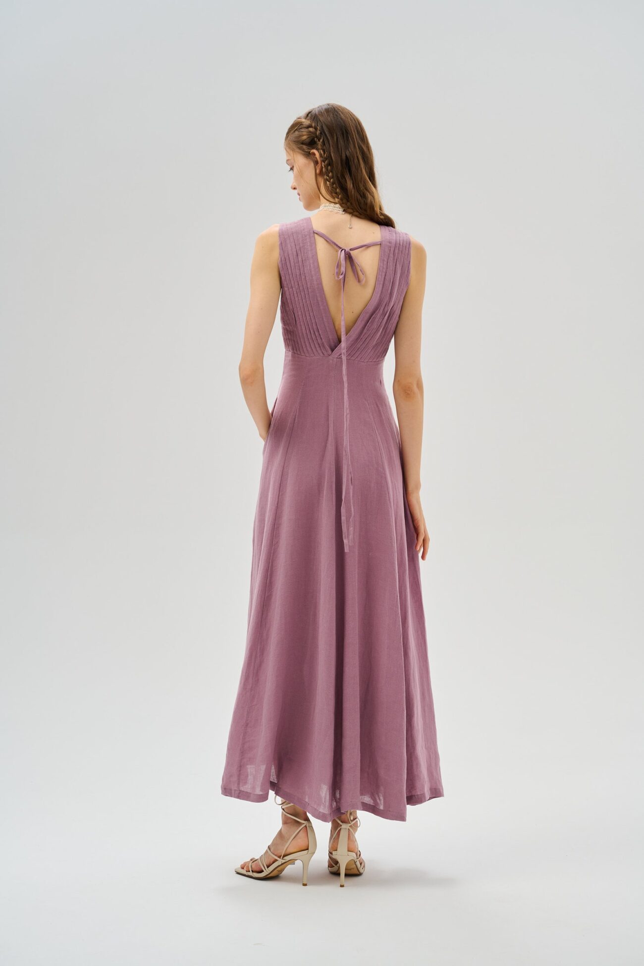 Maxi Linen Dress in Orchid | Elegant Victorian Cocktail Dress