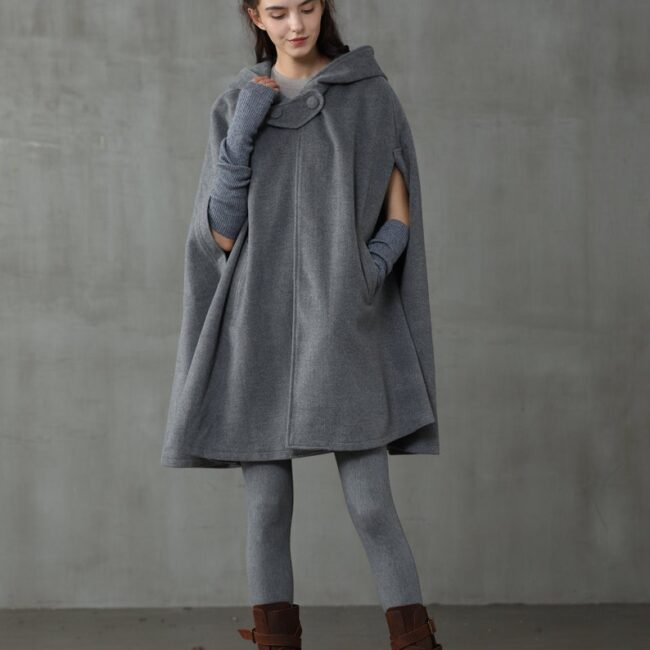 Jomastyle Oversized Hooded Wool Cape Coat