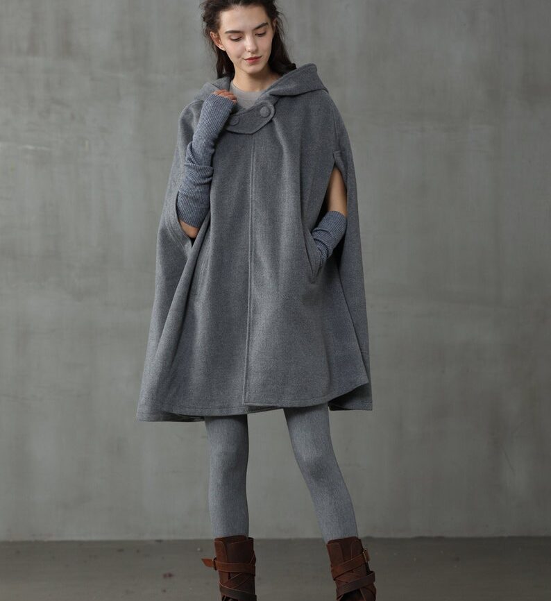 Jomastyle Oversized Hooded Wool Cape Coat