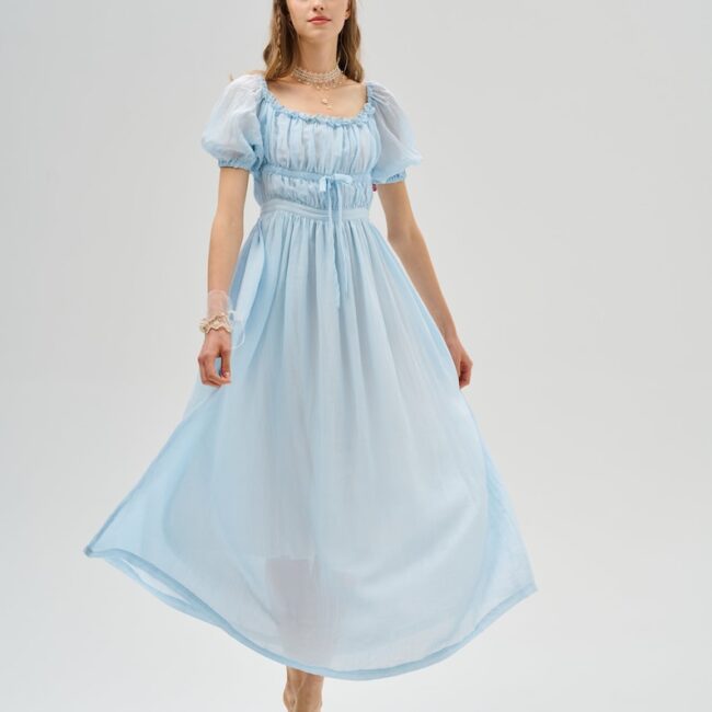 Jomastyle Ethereal Maxi Linen Dress in Glacier Blue