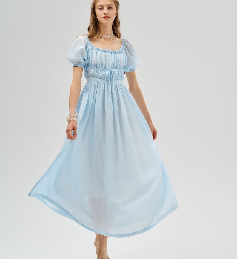 Jomastyle Ethereal Maxi Linen Dress in Glacier Blue