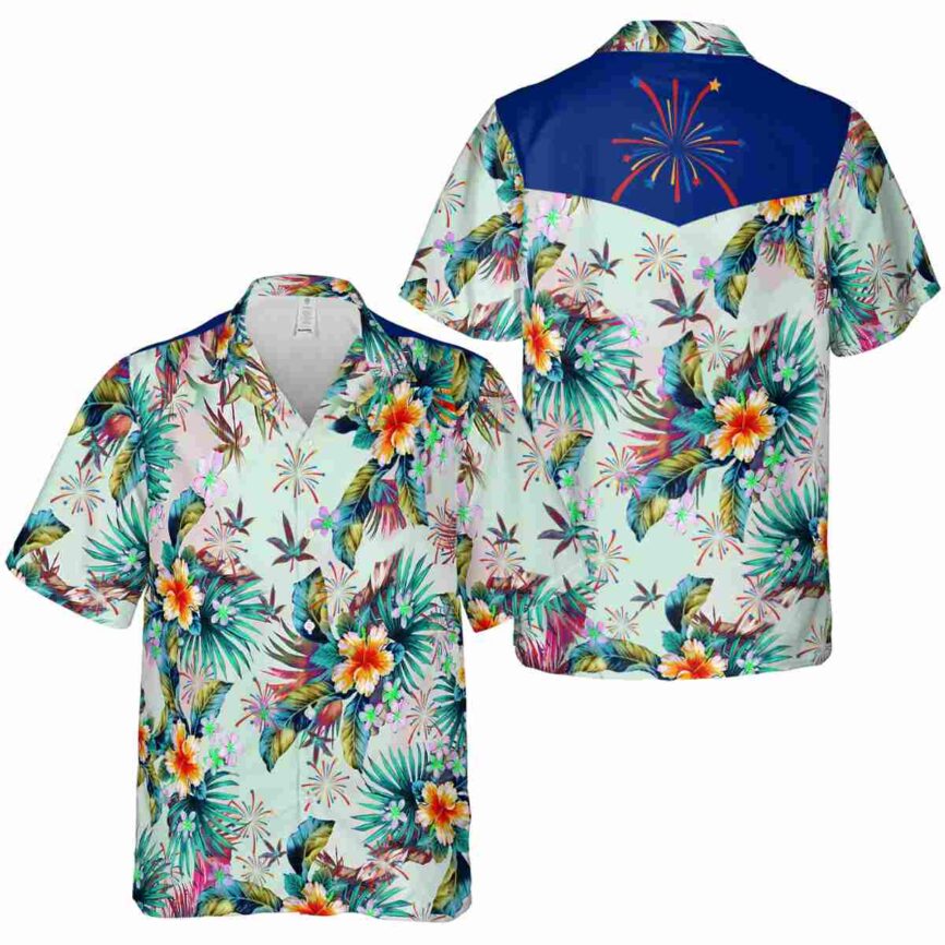 4th Of July Floral Burst Hawaiian Shirt Premium grade