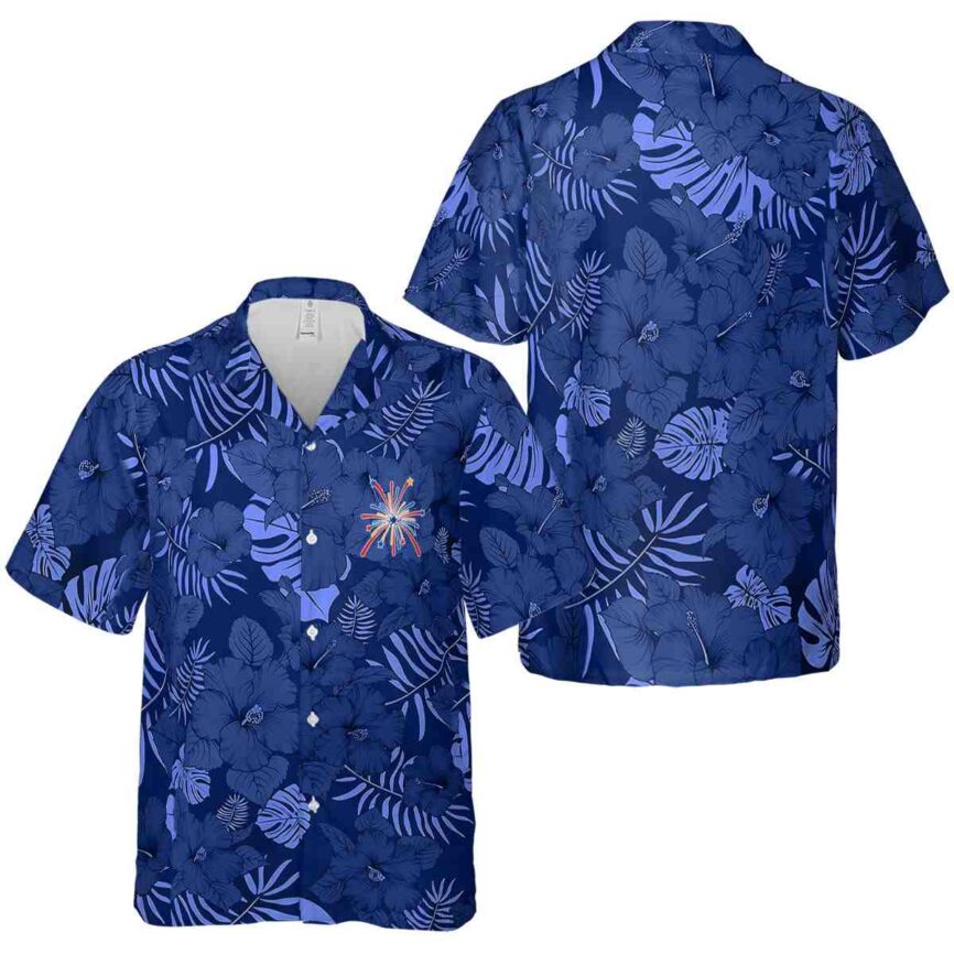 4th Of July Monochrome Floral Hawaiian Shirt Premium grade