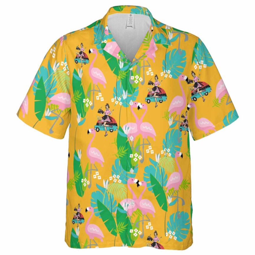 50s Flamingo Leaf Hawaiian Shirt Fashion forward