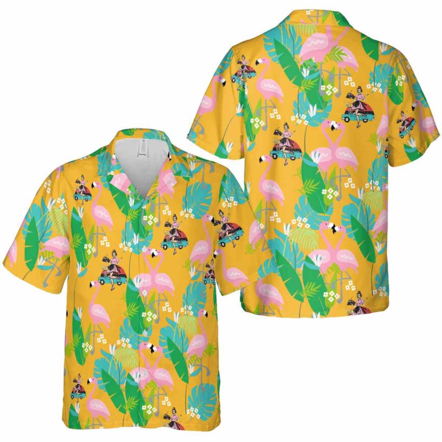 50s Flamingo Leaf Hawaiian Shirt Premium grade