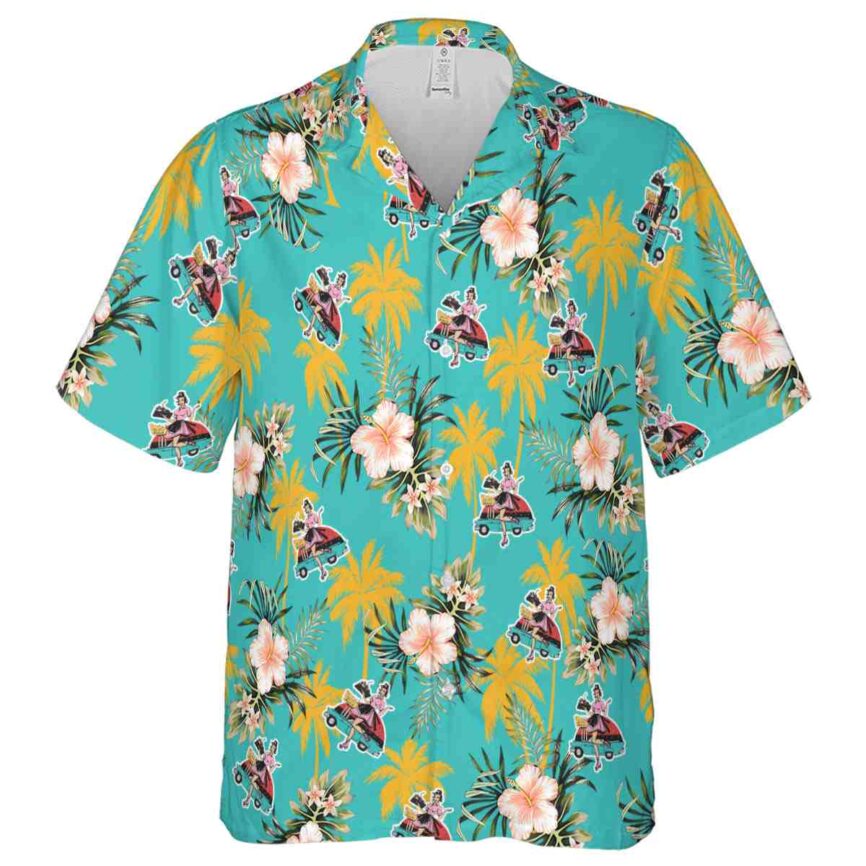 50s Hibiscus Palm Hawaiian Shirt Fashion forward