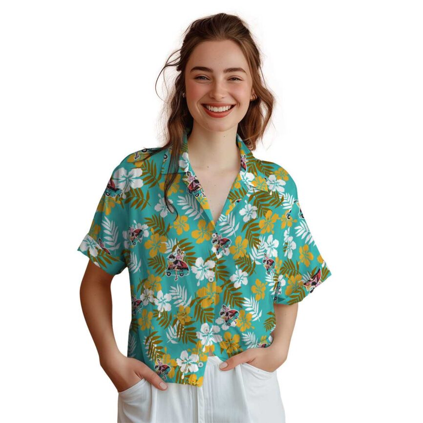 50s Leafy Hibiscus Hawaiian Shirt Top rated