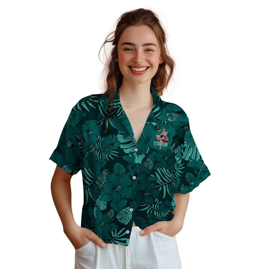 50s Monochrome Floral Hawaiian Shirt Top rated