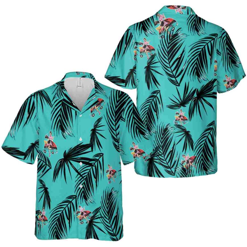 50s Monochrome Palm Hawaiian Shirt Premium grade