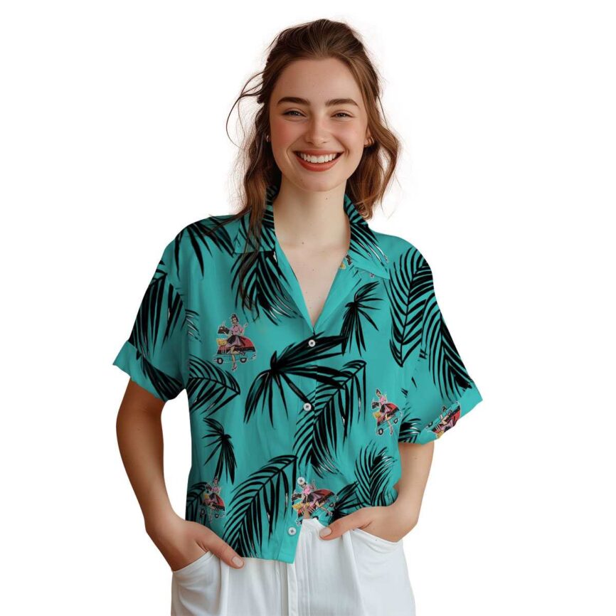 50s Monochrome Palm Hawaiian Shirt Top rated