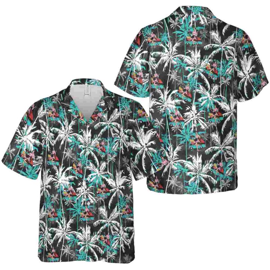 50s Palm Themed Hawaiian Shirt Premium grade