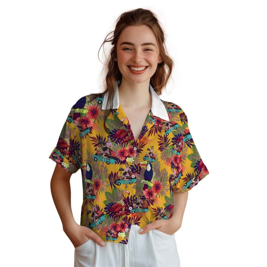 50s Tropical Bird Hawaiian Shirt Top rated