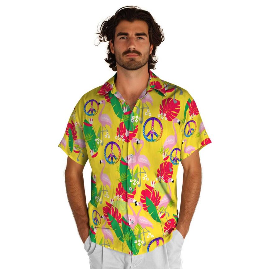 60s Flamingo Leaf Hawaiian Shirt New Arrival