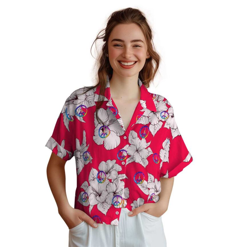 60s Hibiscus Flower Hawaiian Shirt Top rated