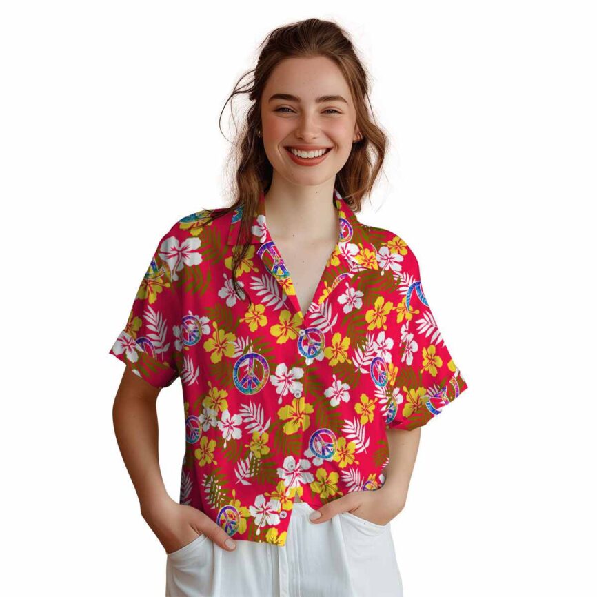 60s Leafy Hibiscus Hawaiian Shirt Top rated