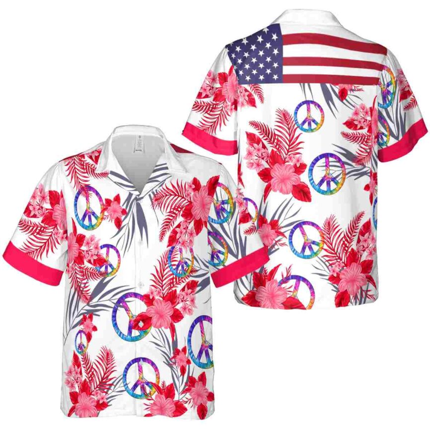 60s US Flag Floral Hawaiian Shirt Premium grade