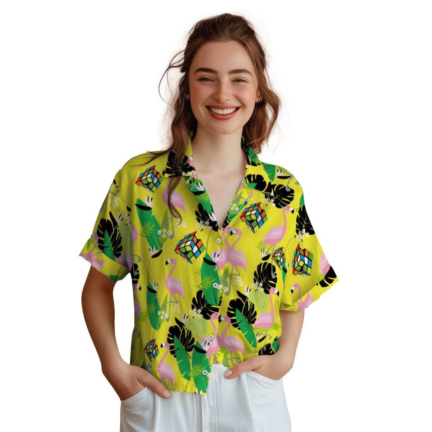 80s Flamingo Leaf Hawaiian Shirt Top rated