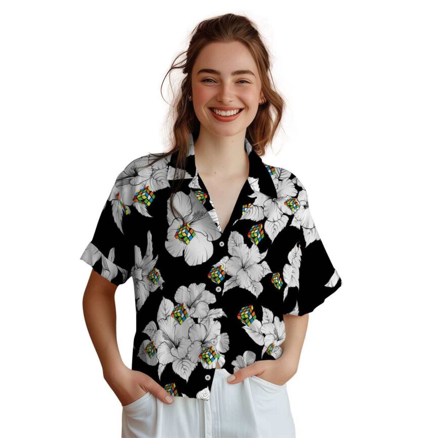 80s Hibiscus Flower Hawaiian Shirt Top rated