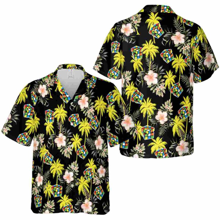 80s Hibiscus Palm Hawaiian Shirt Premium grade