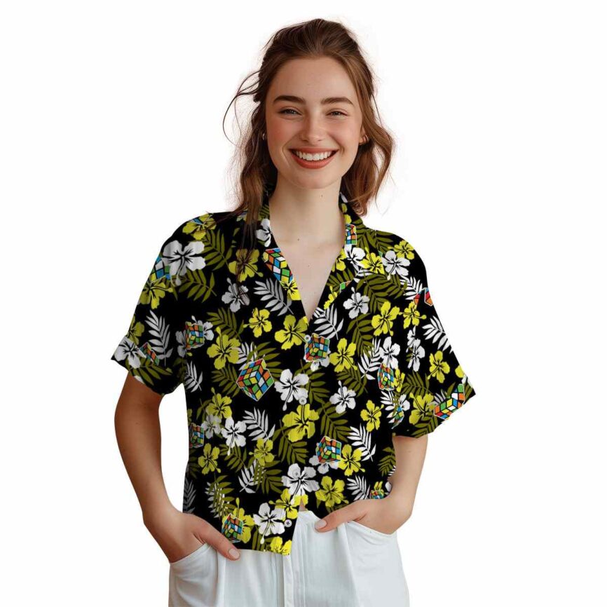 80s Leafy Hibiscus Hawaiian Shirt Top rated