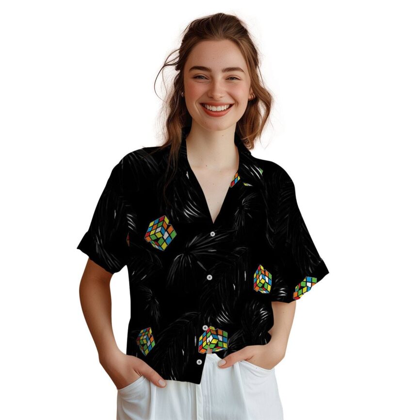 80s Monochrome Palm Hawaiian Shirt Top rated