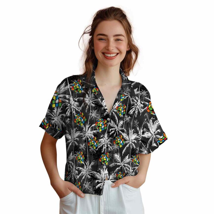 80s Palm Themed Hawaiian Shirt Top rated