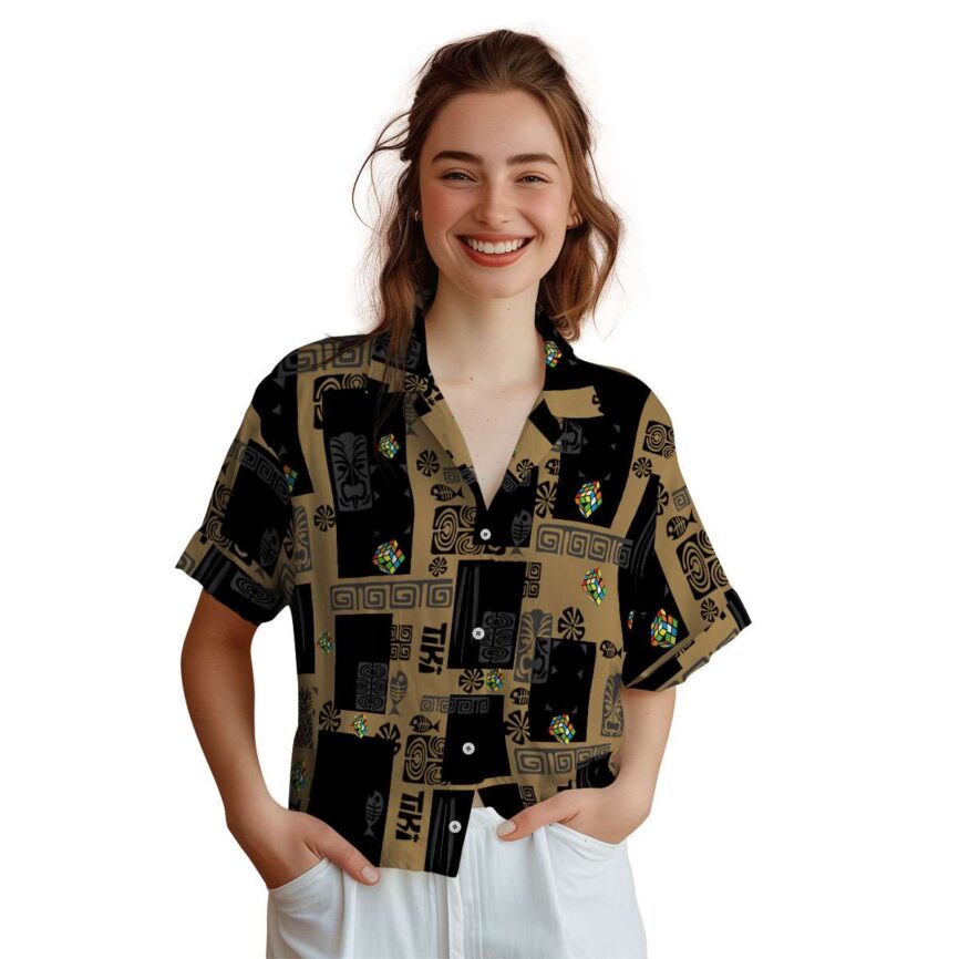 80s Tiki Motifs Hawaiian Shirt Top rated